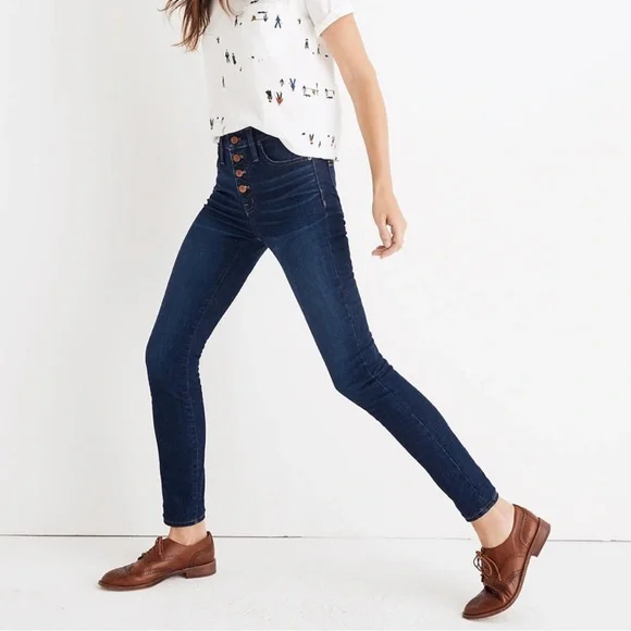 Madewell 9" High-Rise Skinny Jeans: Button-Front Edition - Picture 1 of 9
